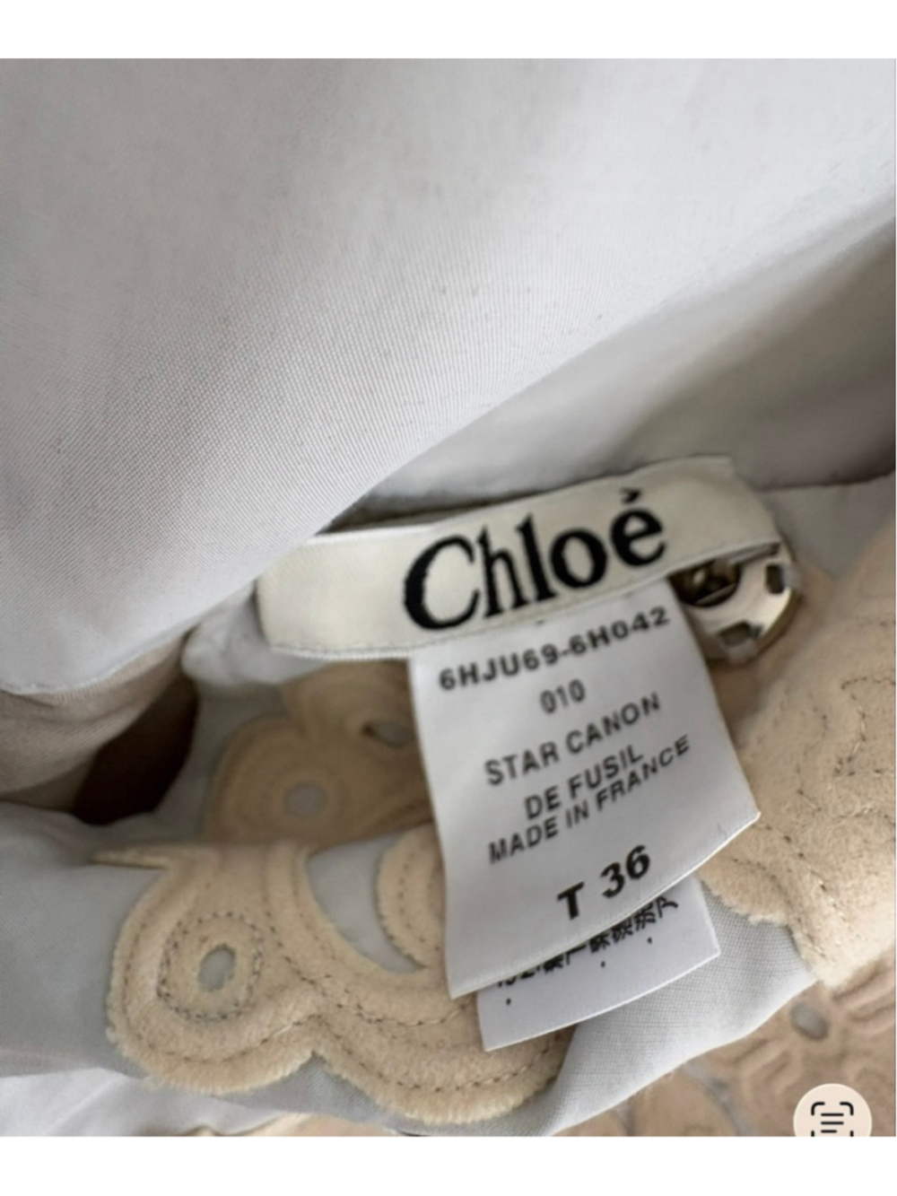 Chloé Light Blue & Beige Embroidered A-Line Skirt - Picture 3 of 3
